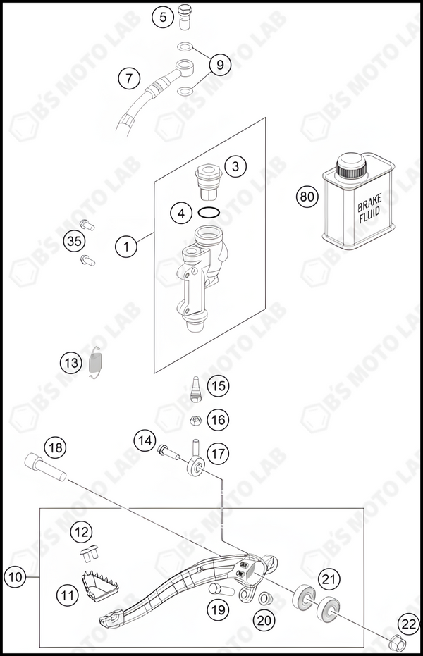 REAR BRAKE CONTROL, 2022 KTM 125-SX