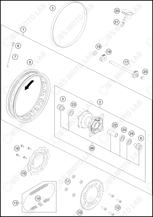 REAR WHEEL, 2025 KTM 50-SX