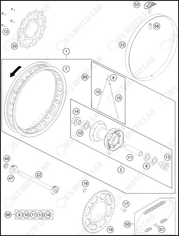 REAR WHEEL, 2025 KTM 65-SX