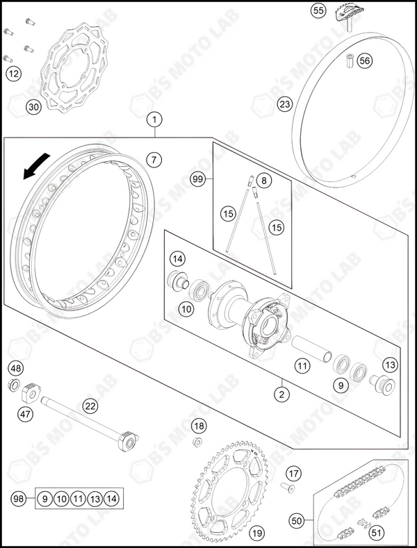 REAR WHEEL, 2025 KTM 65-SX