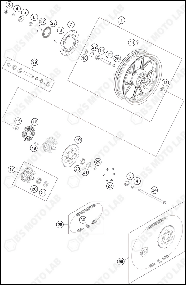 REAR WHEEL, 2022 KTM Duke-200