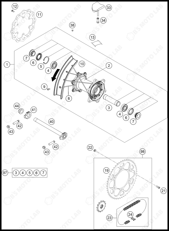 REAR WHEEL, 2025 KTM 250-SX