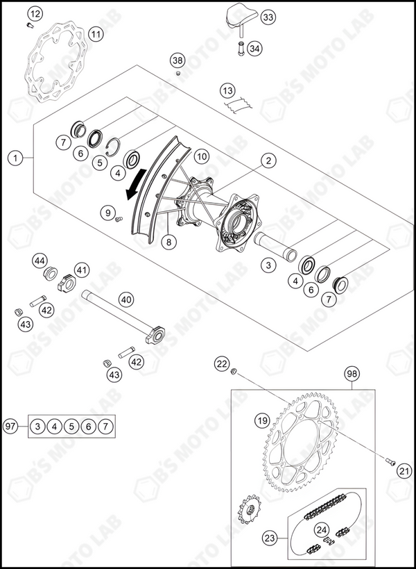 REAR WHEEL, 2024 KTM 250-SX-F