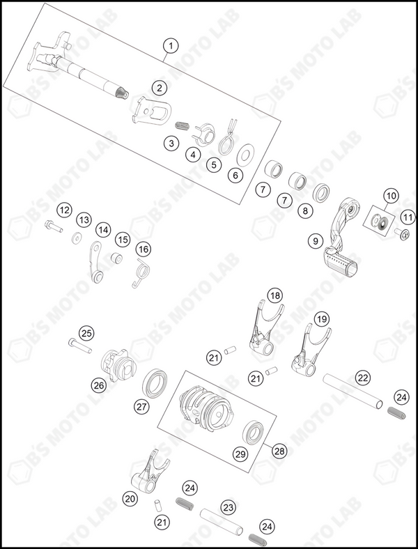 SHIFTING MECHANISM, 2022 KTM 125-SX