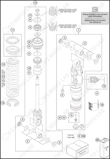 SHOCK ABSORBER DISASSEMBLED, 2023 KTM 65-SX