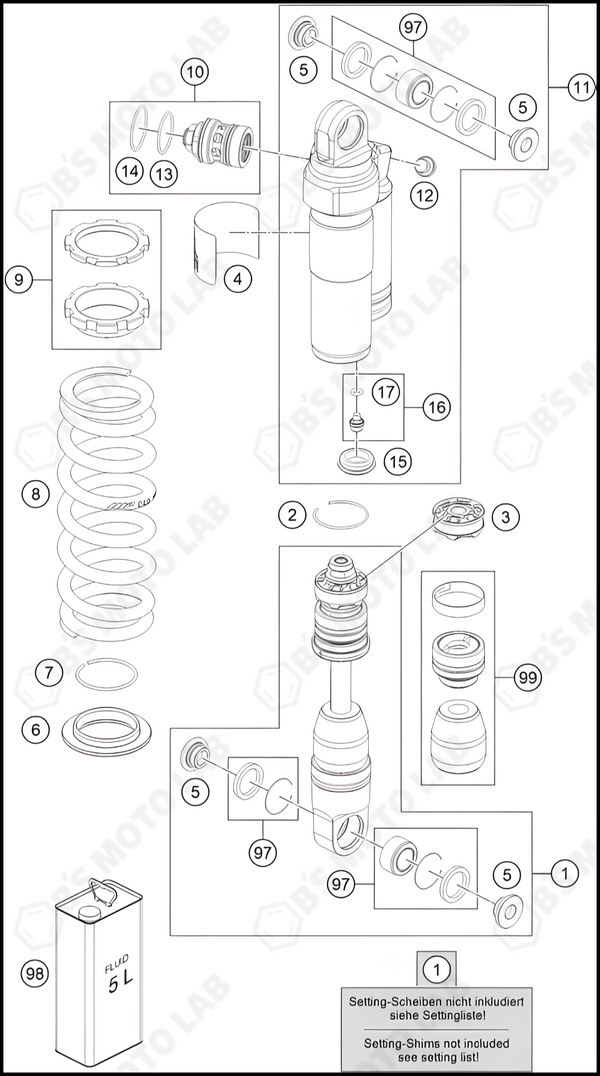 SHOCK ABSORBER DISASSEMBLED, 2025 KTM 65-SX