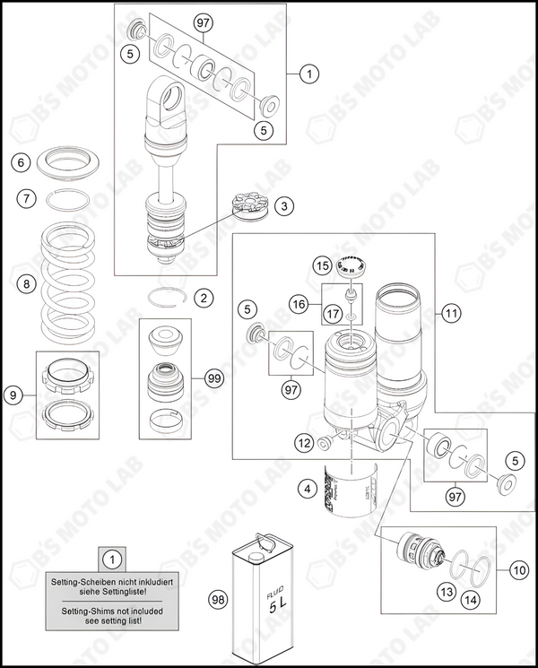 SHOCK ABSORBER DISASSEMBLED, 2025 KTM 50-SX