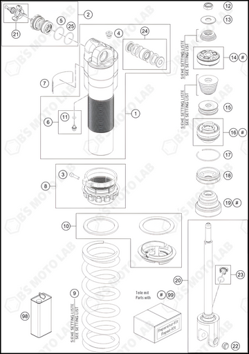 SHOCK ABSORBER DISASSEMBLED, 2024 KTM 450-SX-F