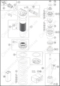 SHOCK ABSORBER DISASSEMBLED, 2023 KTM 125-SX