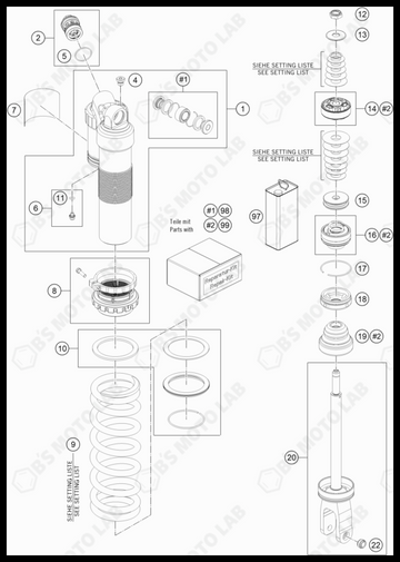 SHOCK ABSORBER DISASSEMBLED, 2022 KTM 300-XC