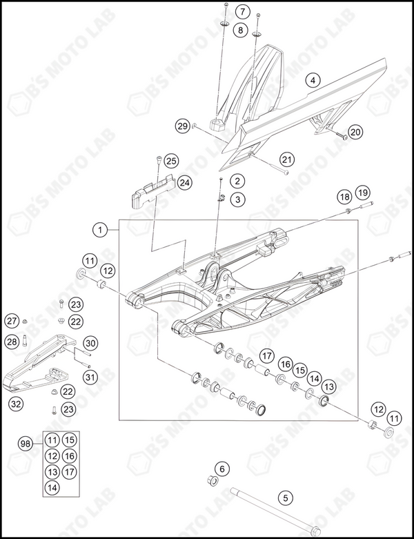 SWING ARM, 2022 KTM Duke-200