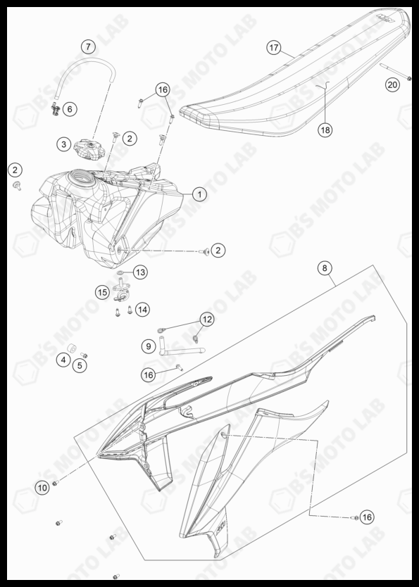 TANK, SEAT, 2022 KTM 250-SX