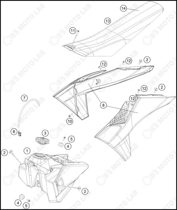 TANK, SEAT, 2024 KTM 125-SX