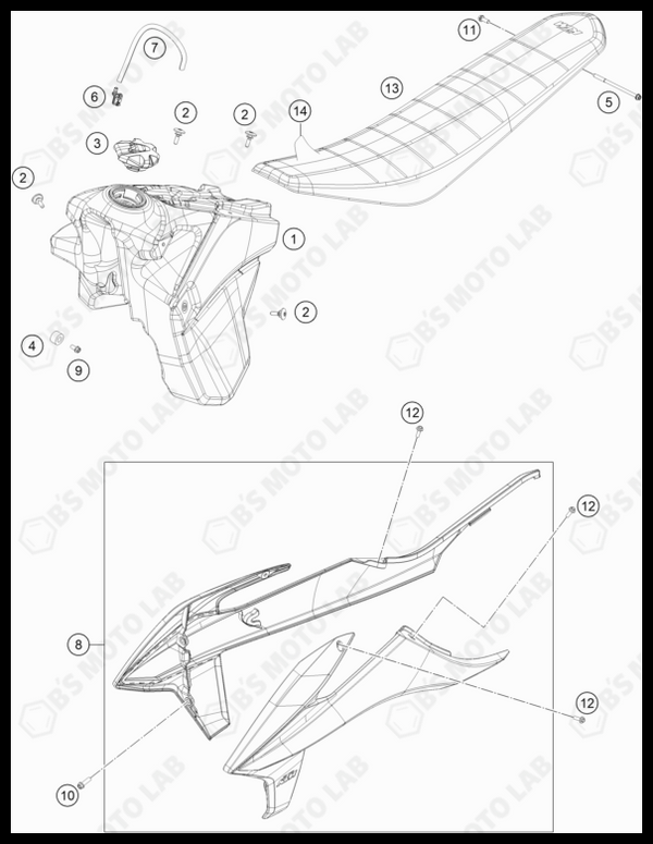 TANK, SEAT, 2022 KTM 300-XC