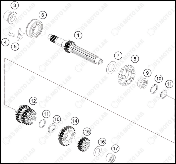 TRANSMISSION I - MAIN SHAFT, 2022 KTM Duke-200