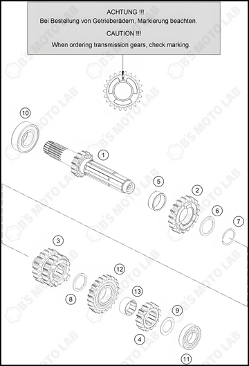 TRANSMISSION I - MAIN SHAFT, 2024 KTM 125-SX