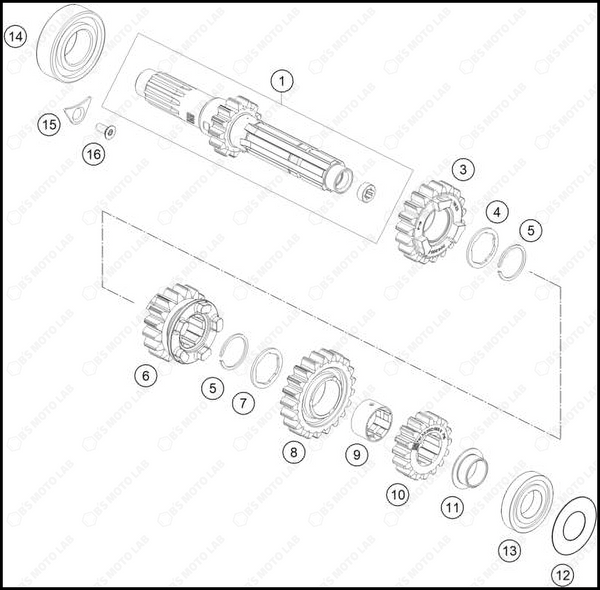 TRANSMISSION I - MAIN SHAFT, 2025 KTM 250-SX-F