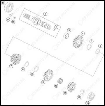 TRANSMISSION I - MAIN SHAFT, 2025 KTM 300-SX