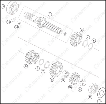 TRANSMISSION I - MAIN SHAFT, 2024 KTM 250-SX-F