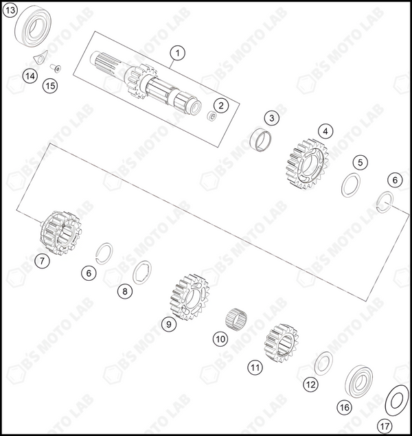 TRANSMISSION I - MAIN SHAFT, 2023 KTM 450-SX-F