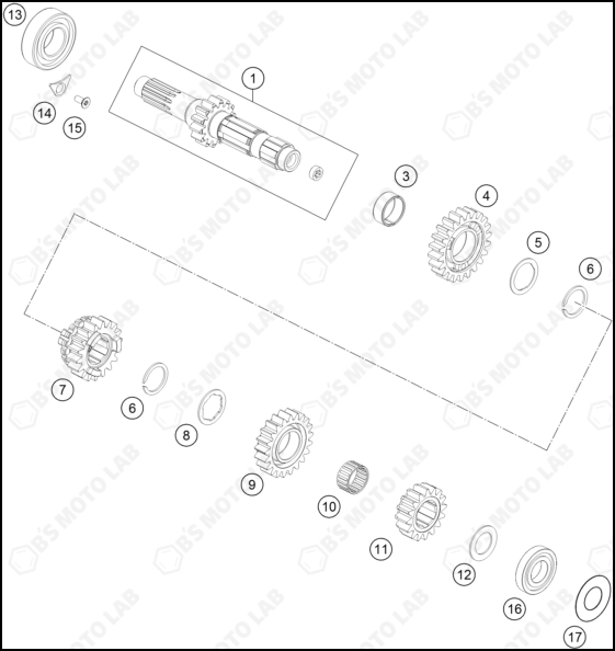 TRANSMISSION I - MAIN SHAFT, 2022 KTM 250-SX