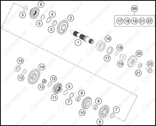 TRANSMISSION II - COUNTERSHAFT, 2024 KTM 85-SX-17-14