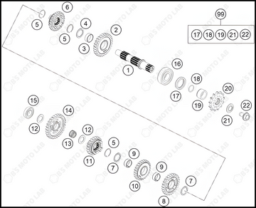 TRANSMISSION II - COUNTERSHAFT, 2023 KTM 85-SX-19-16