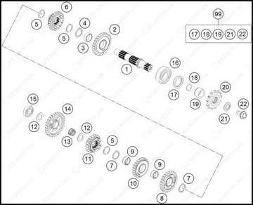 TRANSMISSION II - COUNTERSHAFT, 2025 KTM 85-SX-17-14