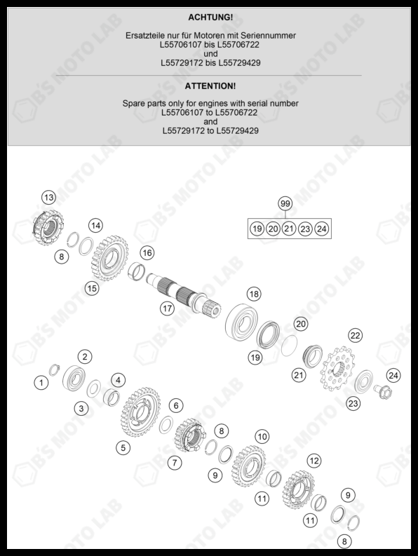 TRANSMISSION II - COUNTERSHAFT, 2022 KTM 300-XC