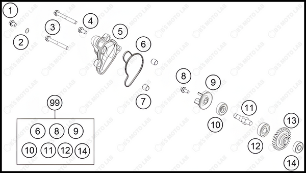 WATER PUMP, 2023 KTM 65-SX