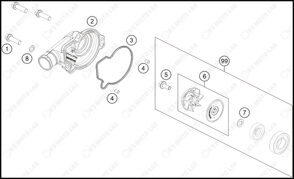 WATER PUMP, 2022 KTM 125-SX