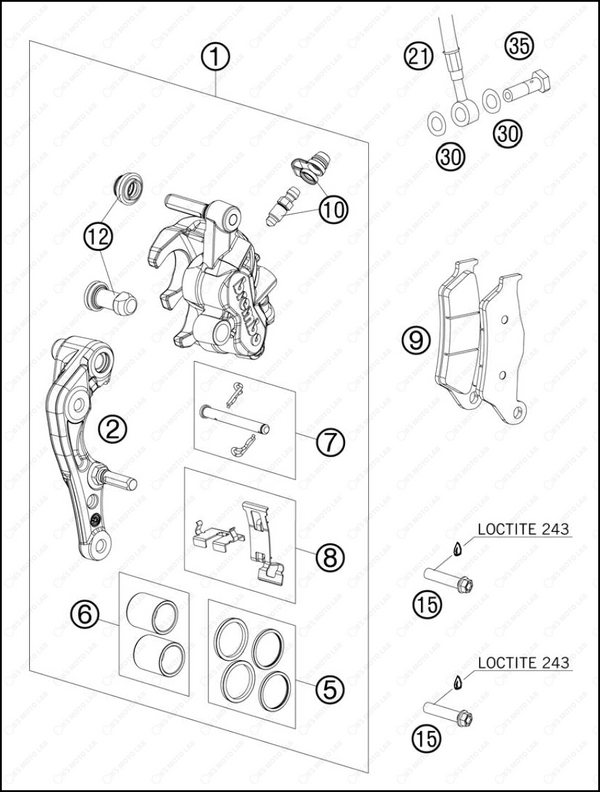 BRAKE CALIPER FRONT, 2013 KTM 300-XC-W