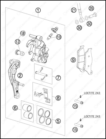 BRAKE CALIPER FRONT, 2013 KTM 200-XC-W