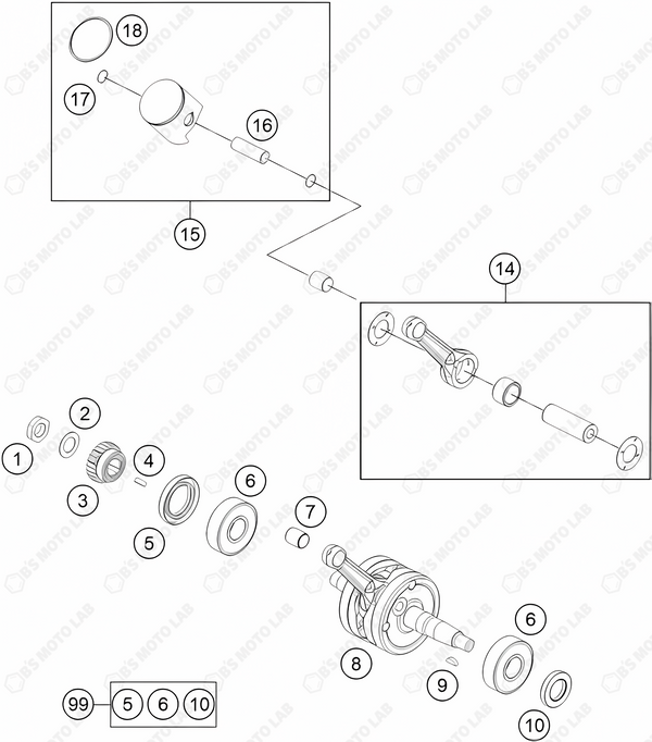 CRANKSHAFT, PISTON, 2024 KTM 65-SX