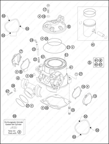 CYLINDER, CYLINDER HEAD, 2013 KTM 300-XC-W