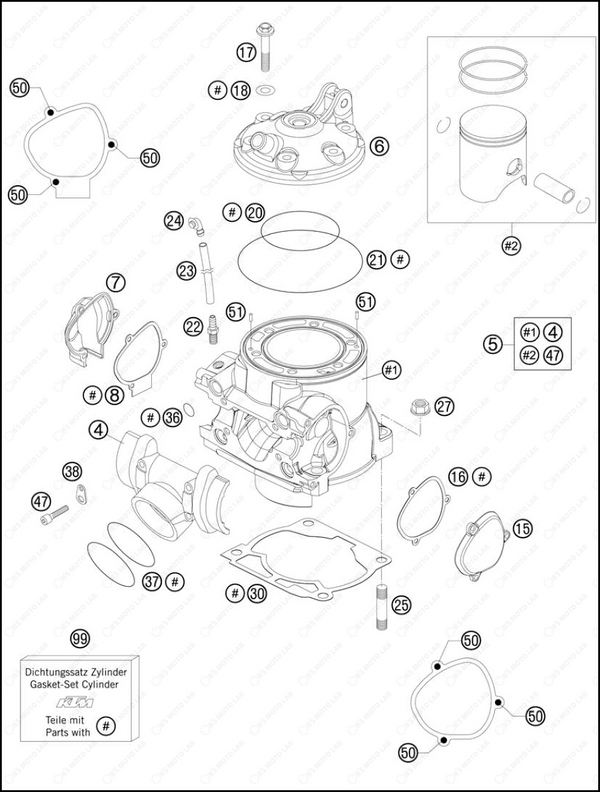 CYLINDER, CYLINDER HEAD, 2013 KTM 300-XC-W