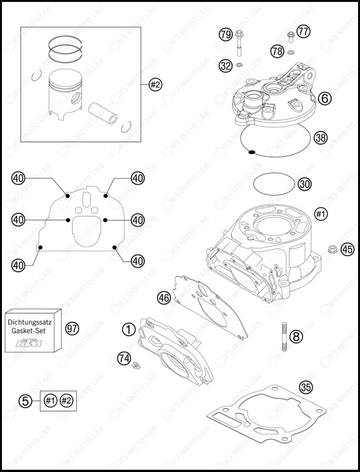 CYLINDER, CYLINDER HEAD, 2013 KTM 200-XC-W