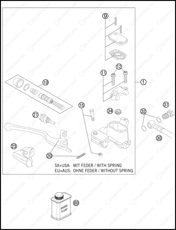 HAND BRAKE CYLINDER, 2013 KTM 200-XC-W