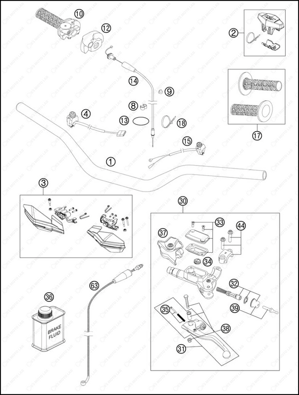 HANDLEBAR, CONTROLS, 2013 KTM 300-XC-W