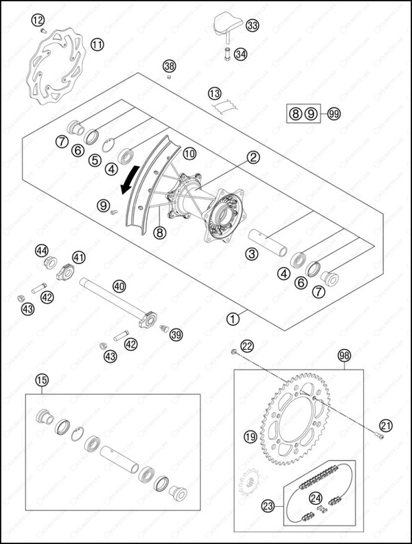 REAR WHEEL, 2013 KTM 300-XC-W