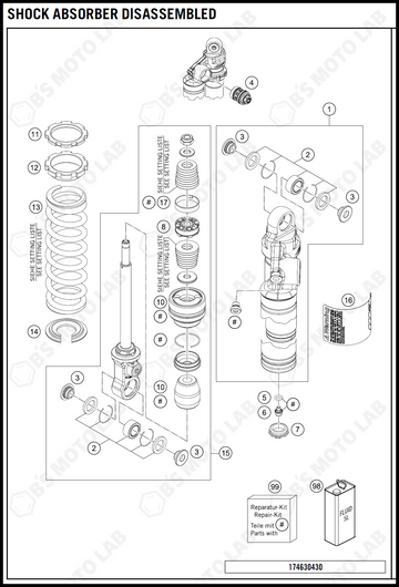 SHOCK ABSORBER DISASSEMBLED, 2019 KTM 65-SX