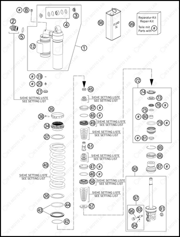 SHOCK ABSORBER DISASSEMBLED, 2013 KTM 200-XC-W