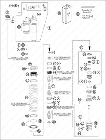 SHOCK ABSORBER DISASSEMBLED, 2013 KTM 300-XC-W