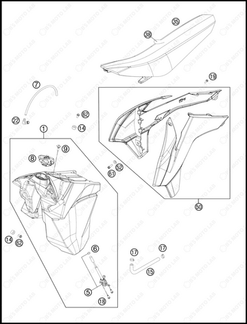 TANK, SEAT, COVER, 2013 KTM 200-XC-W