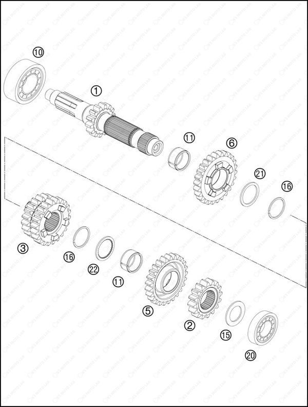 TRANSMISSION I - MAIN SHAFT, 2013 KTM 300-XC-W