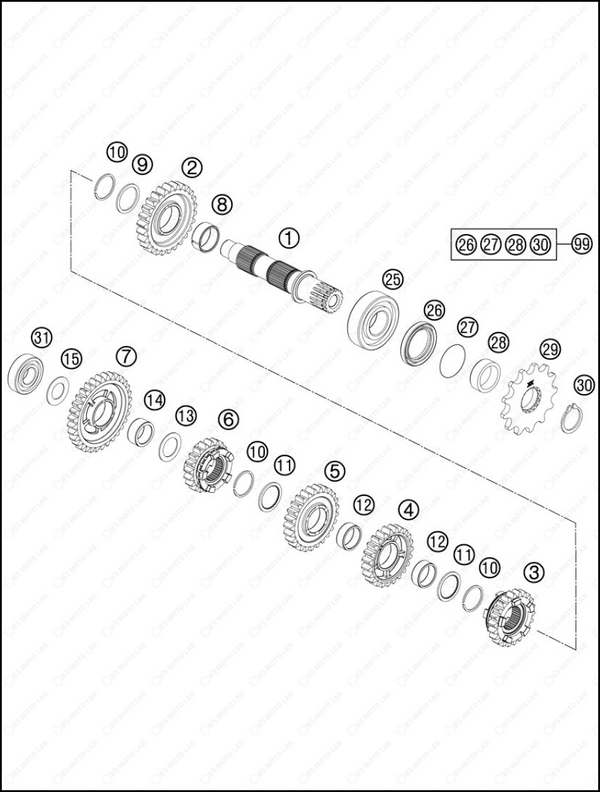 TRANSMISSION II - COUNTERSHAFT, 2013 KTM 300-XC-W